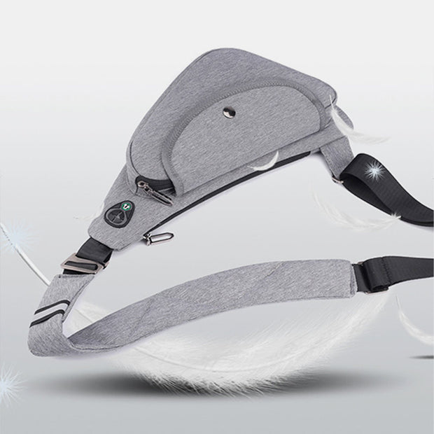 Waterproof Lightweight Multifunctional Anti-theft Casual Sling Bag With Headphone Jack