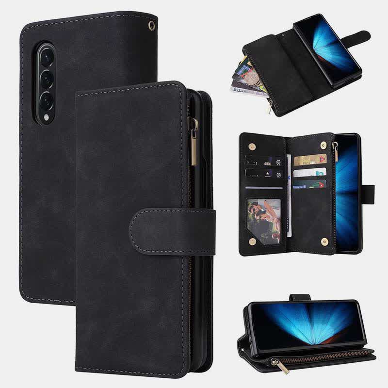 Shockproof Sansung Galaxy Z Fold 4 Fold 3 Case Wallet with Multiple Card Slot