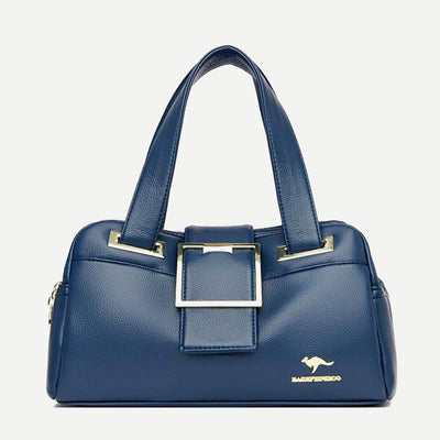 Triple Compartment Satchel Handbags Leather Shoulder Bag Top Handle Purse