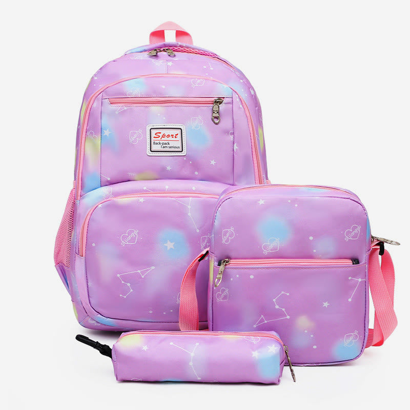 Backpack For Kids School Three-Piece Light Color Print Daypack