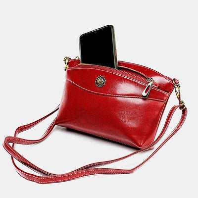 Retro Real Leather Crossbody Bag for Women Roomy Small Phone Bag