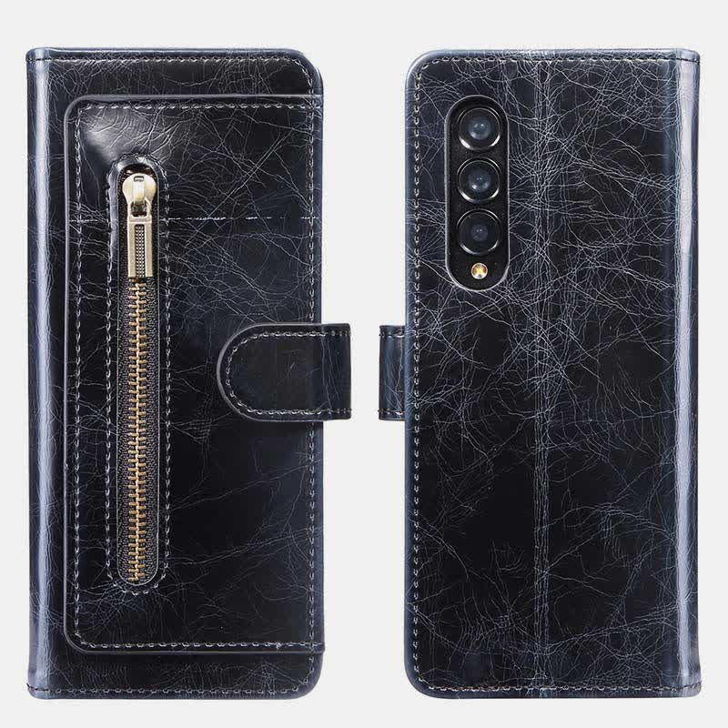 Z Fold 4 /3 Case Wallet for Women Men PU Leather Flip Kickstand Phone Cover