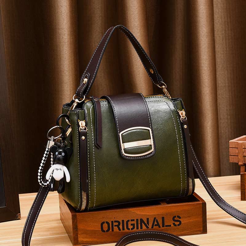 Top-Handle Bag for Women Daily Shopping Bucket Leather Crossbody Bag