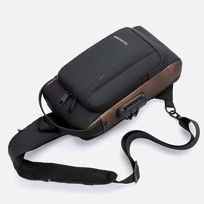 Sling Bag For Men Anti-theft Waterproof Combination Lock Crossbody Bag