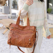 Limited Stock: Retro Faux Leather Tote Shoulder Bag with Crossbody Strap