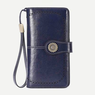 Women RFID Blocking Leather Wallet Multi-slot Credit Card Holder Clutch