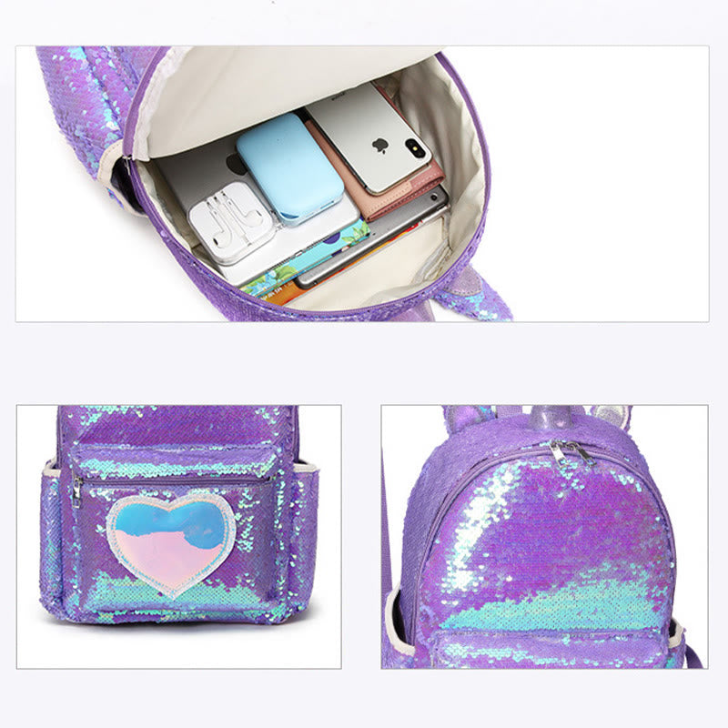 Backpack For Students Sequin Three-piece Set For Primary School Students