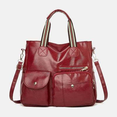 Multi-pocket Tote Bag for Women PU Leather Shoulder Bag Crossbody Handbag