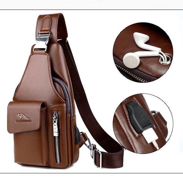 Multi-Compartment Wearing-Resisting Sling Bag with USB Charging Port