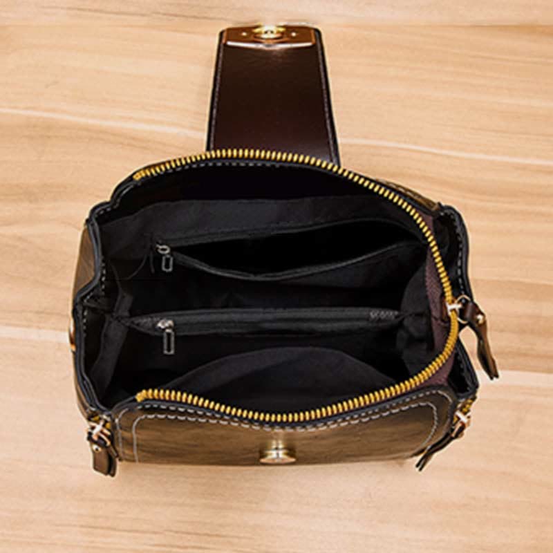 Top-Handle Bag for Women Daily Shopping Bucket Leather Crossbody Bag