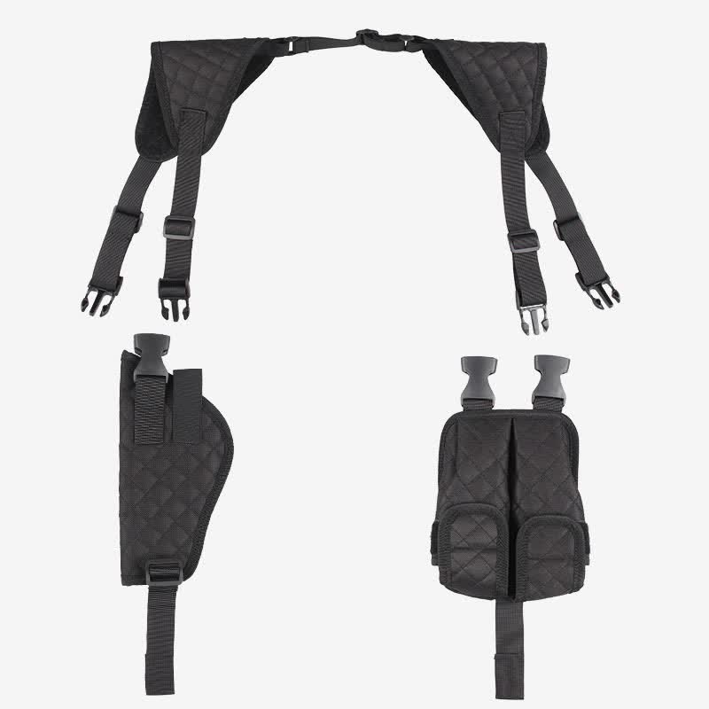 Concealment Black Nylon Universal Horizontal Shoulder Holster with Mag Pouch