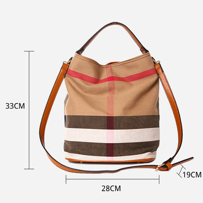 Top Handbag Bucket Bag Classic Plaid Pattern Women Crossbody Bag