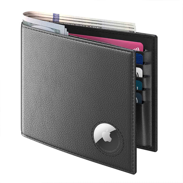 Men's Bifold Pocket Wallet Leather Airtag Bifold Minimalist 