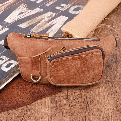 Genuine Leather Waist Bag for Men Bum Bag Waist Pouch