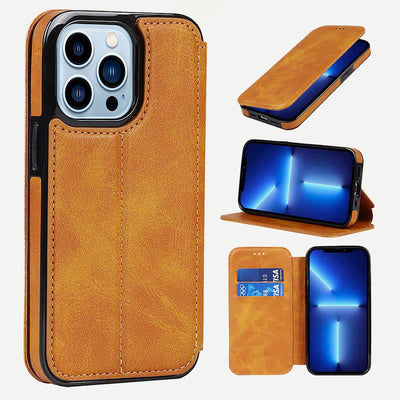 Phone Case for iPhone 14 Clamshell Leather Card Slot Case