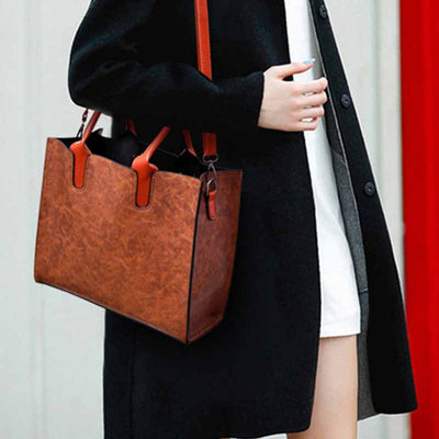 Classic Business Tote For Women Commuter Leather Bag Set