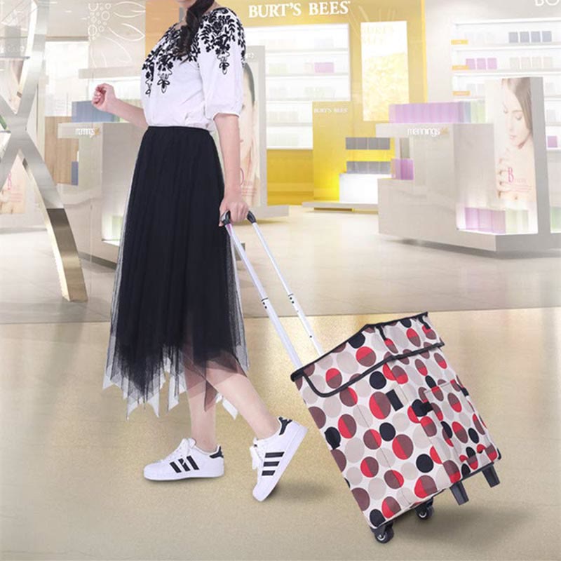 Foldable Shopping Cart For Short Travel Portable Pull Rod Bag