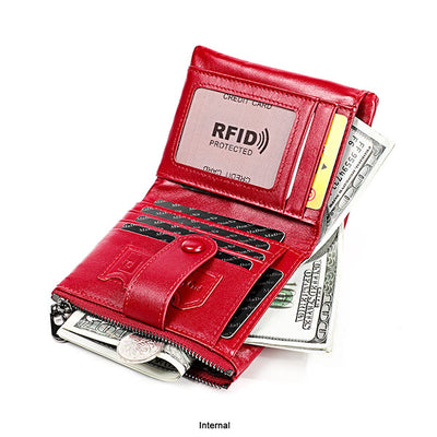 Rfid Blocking Leather Retro Wallet With Chain