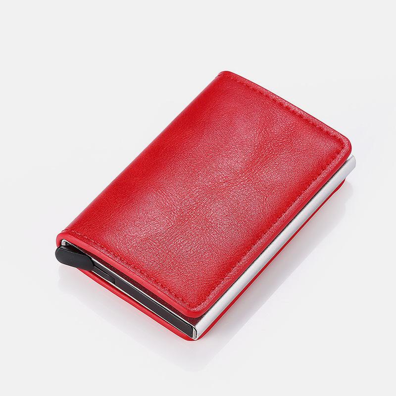 RFID Credit Card Holder With Hand-Push Metal Card Case