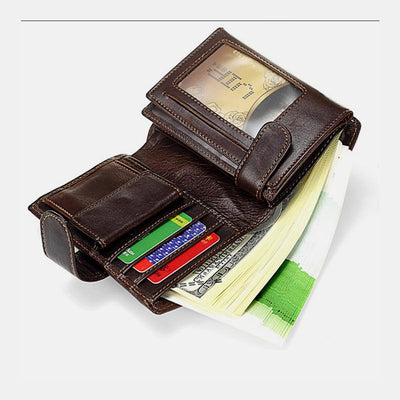 Multi-slot Trifold Genuine Leather Vintage Wallet