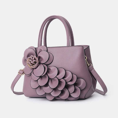 Women's Floral Elegant Shoulder Bag Vegan Leather Handbag Satchel Purses