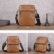 Real Leather Small Messenger Crossbody Bag for Men with Multiple Pockets