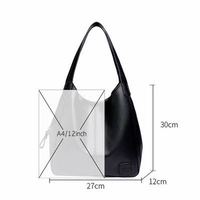 Triple Compartment Hobo Bag for Women PU Leather Tote Shoulder Purses