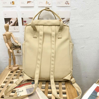 Backpack for Women Light Color Cartoon Smile Nylon School Handbag