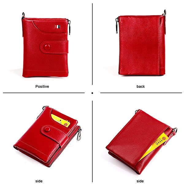 Rfid Blocking Leather Retro Wallet With Chain