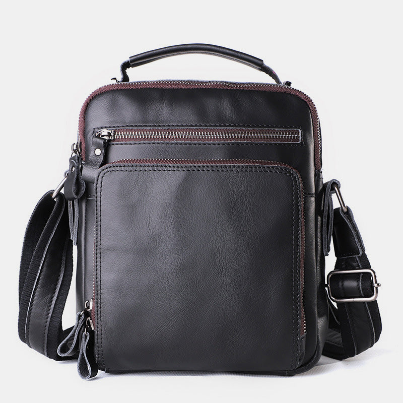 Small Messenger Bag for Men Multi-Pocket Genuine Leather Cross Body Bag