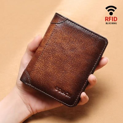Limited Stock: Genuine Leather RFID Multi-Card Bifold Wallet