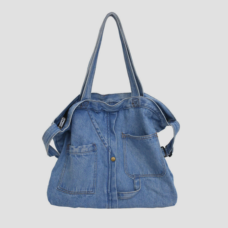 Denim Tote Bag For Women Large Capacity Crossbody Bag