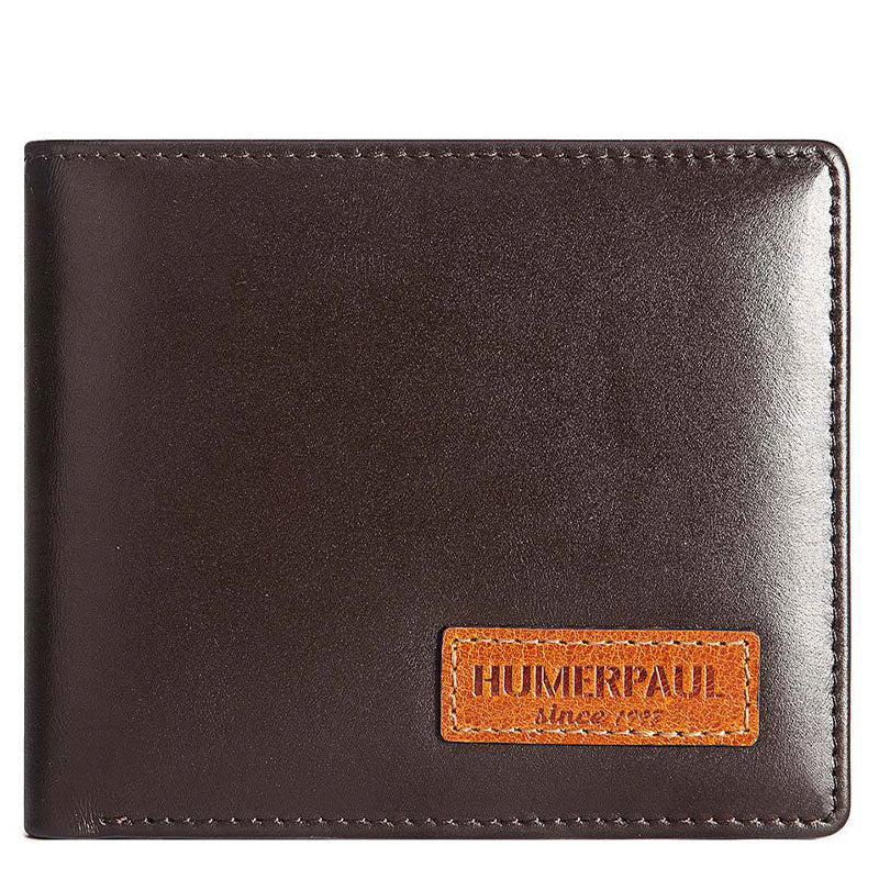 Men's Genuine Leather Bifold Airtag Wallet with RFID Blocking Anti-theft Wallet