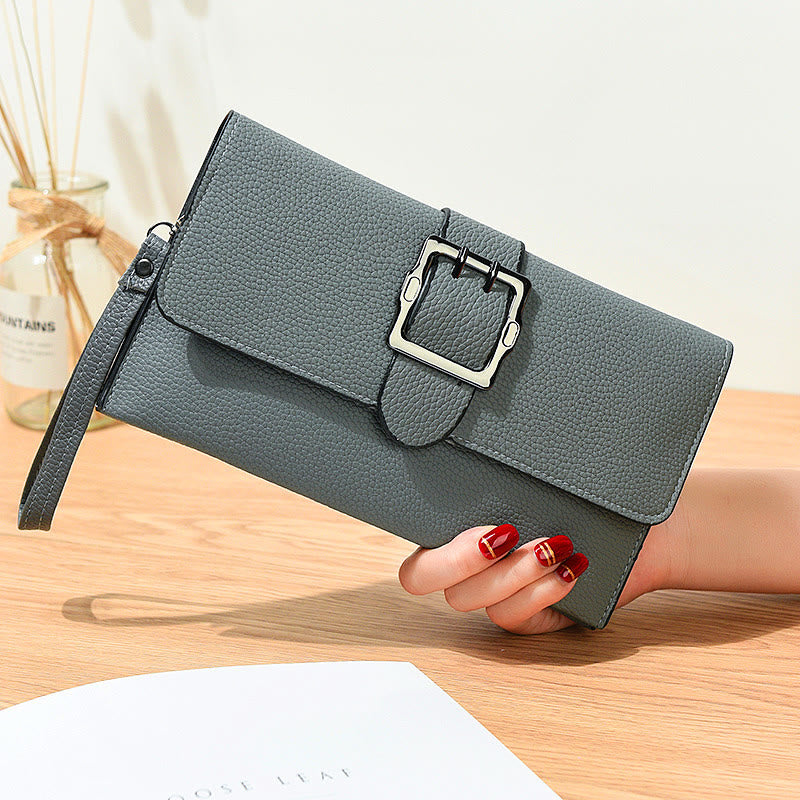 Lychee Pattern Envelope Style Wallet Women Classic Leather Bag