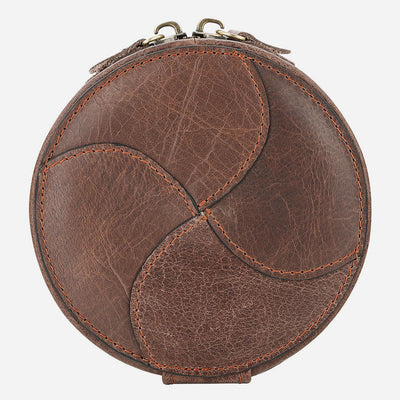 Round Coin Purse For Women Travel Genuine Leather Storage Bag