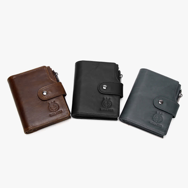 Multi-Slot Genuine Leather Wallet for Men Anti-theft RFID Blocking Card Case