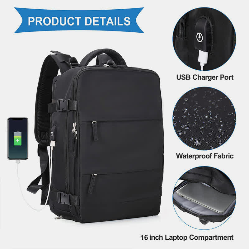 Extra Large Travel Laptop Backpack Multi-Pocket Waterproof Daypack with Wet Pocket