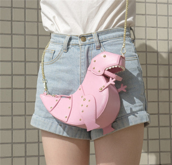 Women Mini Crossbody Bag Cute Dinosaur Shape Chain Strap Crossbody Shoulder Bag