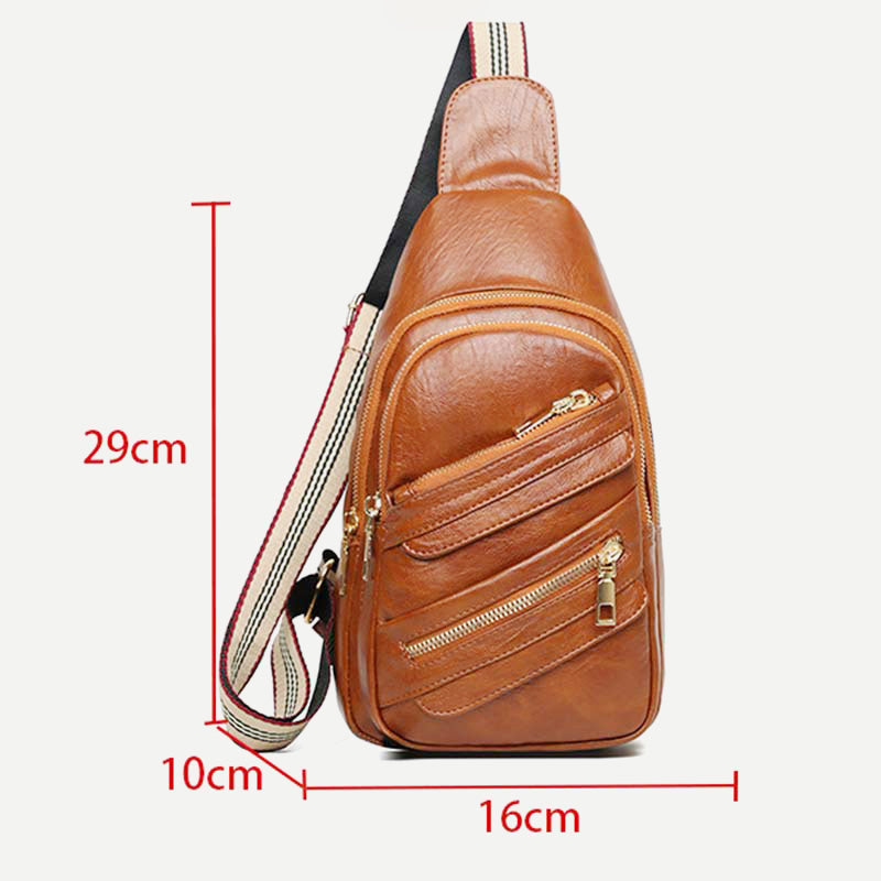 Sling Crossbody Backpack Soft Leather Shoulder Bag with Adjustable Strap