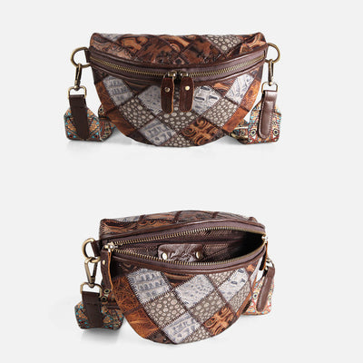 Women Crossbody Sling Bag Wide Adjustable Strap Leather Waist Bag