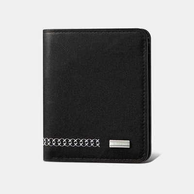 Men's Trifold Embroidery PU Leather Wallet RFID Blocking Card Holder