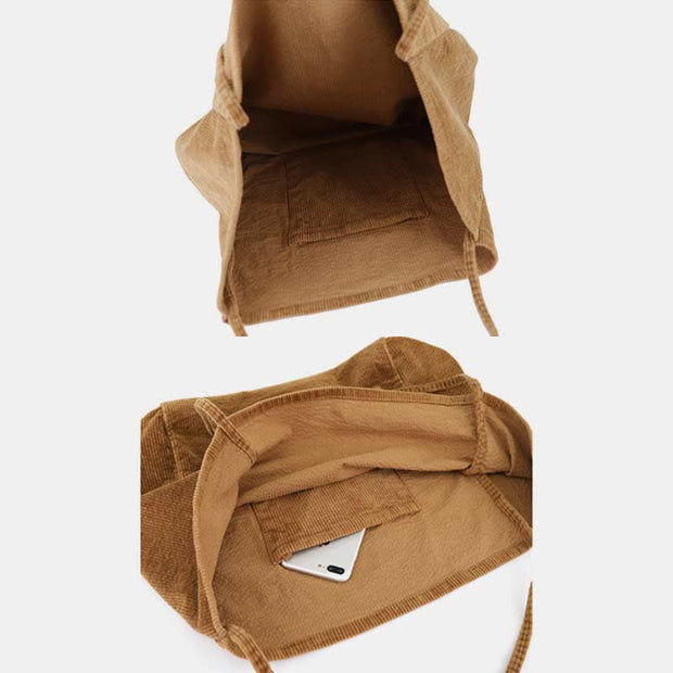 Extra Large Corduroy Tote Bag Casual Shopping Bag Shoulder Handbag