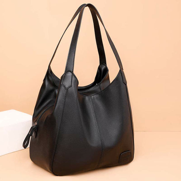 Triple Compartment Hobo Bag for Women PU Leather Tote Shoulder Purses