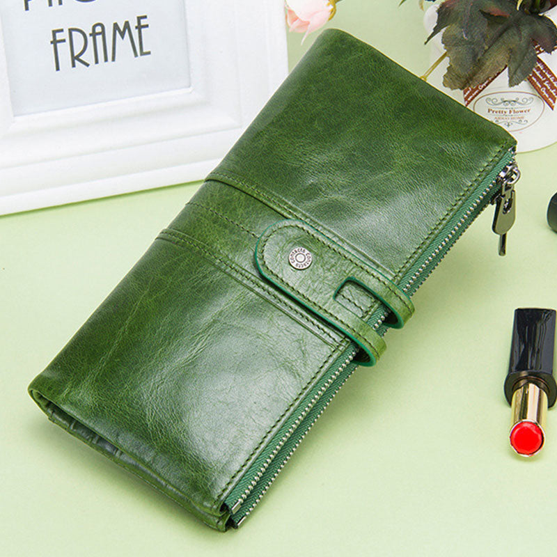 Wallets for Women Genuine Leather Cellphone Case Long Slim Credit Card Holder