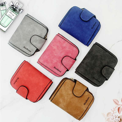 Small Wallet for Women Multi-Slot Zipper Pocket Bifold Wallet with ID Window