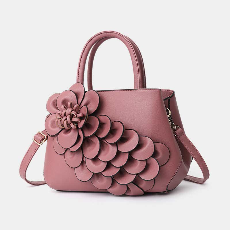 Women's Floral Elegant Shoulder Bag Vegan Leather Handbag Satchel Purses