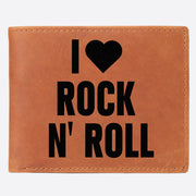 I Love Rock N Roll Engrave Wallet For Men RFID Purse