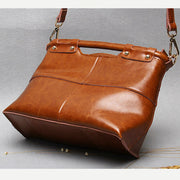Top-Handle Bag For Women Riveted Cowhide Leather Crossbody Tote Bag