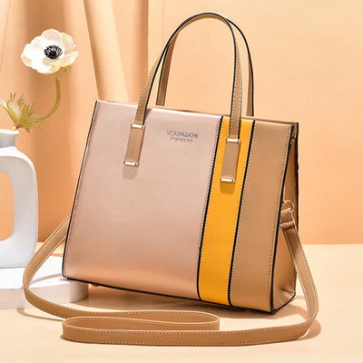 Women Top Handle Bag Fashion Leather Crossbody Colorblock Ladies Handbag Satchel