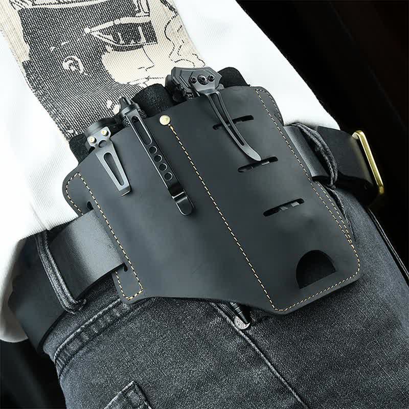 Multitool Belt Sheath EDC Leather Belt Organizer Belt Holder Pouch